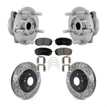 Front Hub Bearing Assembly Drilled Slot Brake Rotor & Pad Kit For Hyundai Kona Kia Seltos KBB-131532