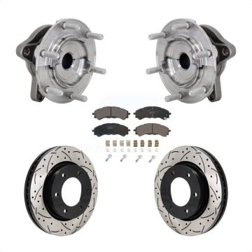 Front Hub Bearing Assembly Drilled Slot Brake Rotor Pad Kit For 2019-2023 Ford Ranger 4WD KBB-131533