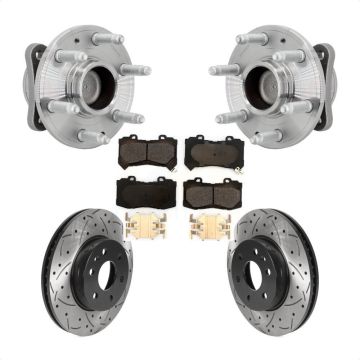 Front Hub Bearing Drilled Slot Brake Rotor Pads Kit For Chevrolet Colorado GMC Canyon RWD KBB-131538