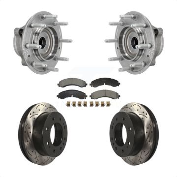 Front Hub Bearing Drill Slot Brake Rotor Pad Kit For GMC Chevrolet Silverado 2500 HD 3500 KBB-131540