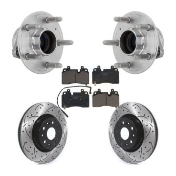 Front Hub Bearing Assembly Coat Drill Slot Brake Rotor Pads Kit For 2019 Cadillac CT6 RWD KBB-131542