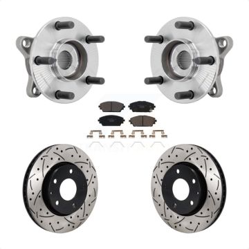 Front Hub Bearing Assembly Coat Drill Slot Brake Rotor Pads Kit For 2021-2022 Mazda 3 FWD KBB-131559