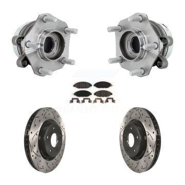 Front Hub Bearing Assembly Coated Drilled Slotted Brake Rotor & Pad Kit For Nissan Murano KBB-131565