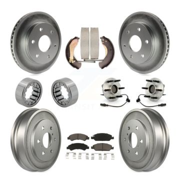 Front Rear Hub Bearing Coated Disc Brake Rotor & Pads Shoe Kit (10Pc) For GMC Sierra 1500 KBB-131567