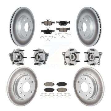 Front Rear Hub Bearing Coated Disc Brake Rotor & Pad Kit (10Pc) For 2021-2022 Mazda 3 AWD KBB-131569