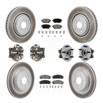 Front Rear Hub Bearing Coated Brake Rotor Pads Kit (10Pc) For 2021-2023 Toyota Sienna AWD KBB-131570
