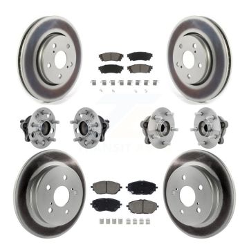 Front Rear Hub Bearing Coated Disc Brake Rotor And Ceramic Pad Kit (10Pc) For Toyota C-HR KBB-131576