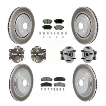 Front Rear Hub Bearing Coated Brake Rotor Pads Kit (10Pc) For 20-22 Toyota Highlander AWD KBB-131582
