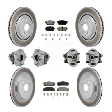 Front Rear Hub Bearing Coated Brake Rotor Pads Kit (10Pc) For 20-22 Toyota Highlander FWD KBB-131583