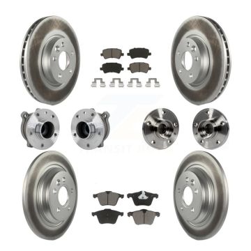 Front Rear Hub Bearing Coated Disc Brake Rotors And Ceramic Pads Kit (10Pc) For Volvo V70 KBB-131598
