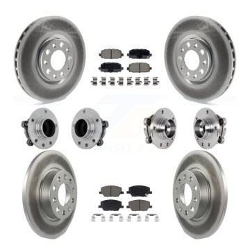 Front Rear Hub Bearings Coated Disc Brake Rotors And Pads Kit (10Pc) For Jeep Compass FWD KBB-131610