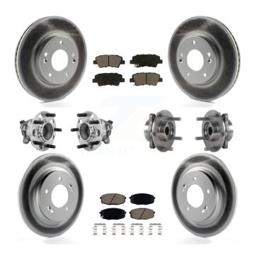 Front Rear Hub Bearing Coated Disc Brake Rotor And Pads Kit (10Pc) For Hyundai Elantra GT KBB-131621