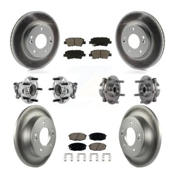 Front Rear Hub Bearing Coated Brake Rotor Pad Kit (10Pc) For Kia Forte Hyundai Elantra GT KBB-131622