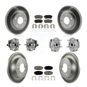 Front Rear Hub Bearings Coated Disc Brake Rotors And Pads Kit (10Pc) For Hyundai Kona KBB-131624