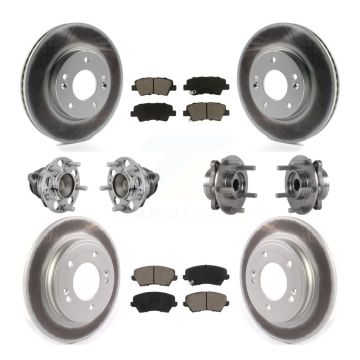 Front Rear Hub Bearings Coated Disc Brake Rotors And Pads Kit (10Pc) For Hyundai Veloster KBB-131627