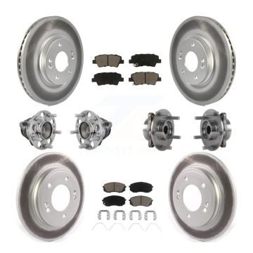Front Rear Hub Bearing Coated Brake Rotor & Pad Kit (10Pc) For Kia Forte Hyundai Veloster KBB-131628