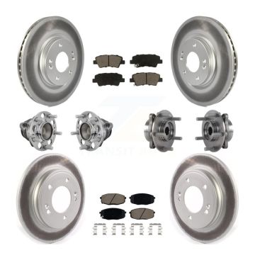 Front Rear Hub Bearing Coated Disc Brake Rotor And Pad Kit (10Pc) For 2020 Kia Forte 1.6L KBB-131629
