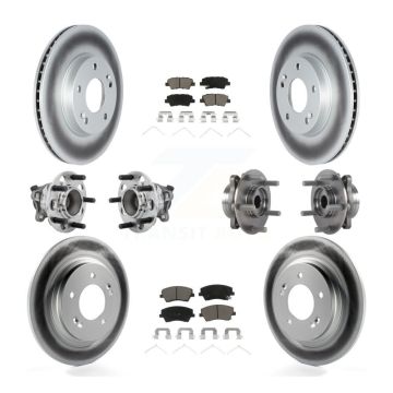 Front Rear Hub Bearings Coated Disc Brake Rotors And Pads Kit (10Pc) For Hyundai Ioniq KBB-131639