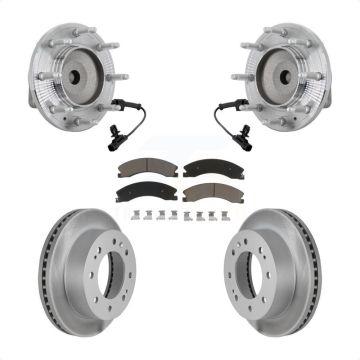 Front Hub Bearing Coat Brake Rotor Pad Kit For GMC Chevrolet Sierra 2500 HD Silverado RWD KBB-131655
