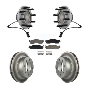 Front Hub Bearing Assembly Coated Disc Brake Rotor & Pad Kit For Dodge Ram 1500 3500 2500 KBB-131664