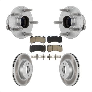 Front Hub Bearing Assembly Coated Brake Rotor & Pads Kit For 2017 Cadillac ATS V with RWD KBB-131682