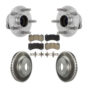 Front Hub Bearing Assembly Coated Disc Brake Rotor & Pads Kit For Cadillac ATS V with RWD KBB-131683