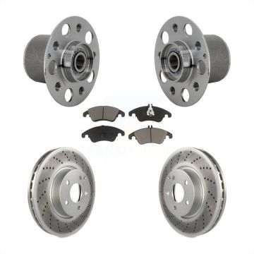 Front Hub Bearing Assembly Coated Brake Rotor & Pads Kit For Mercedes-Benz E350 E400 E250 KBB-131686