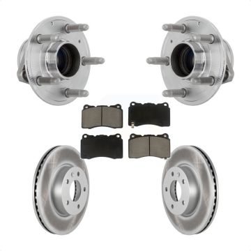 Front Hub Bearing Assembly Coated Brake Rotor Pad Kit For 2019 Cadillac ATS Base with RWD KBB-131695