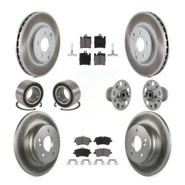 Front Rear Hub Bearing Coated Brake Rotor Pads Shoe Kit (10Pc) For Mercedes-Benz C350 RWD KBB-131709