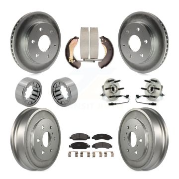 Front Rear Hub Bearing Coated Disc Brake Rotor & Pads Shoe Kit (10Pc) For GMC Sierra 1500 KBB-131716