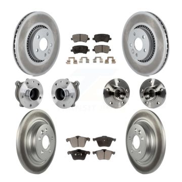 Front Rear Hub Bearings Coated Disc Brake Rotors And Pads Kit (10Pc) For Volvo S60 V70 KBB-131728