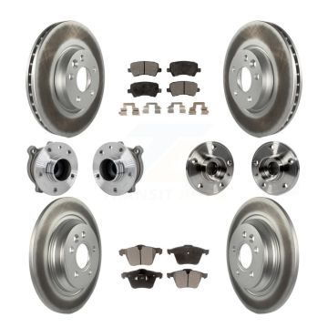 Front Rear Hub Bearing Assembly Coated Disc Brake Rotor And Pads Kit (10Pc) For Volvo V70 KBB-131731