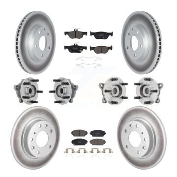 Front Rear Hub Bearing Coated Disc Brake Rotor & Pad Kit (10Pc) For 2021-2022 Mazda 3 AWD KBB-131746