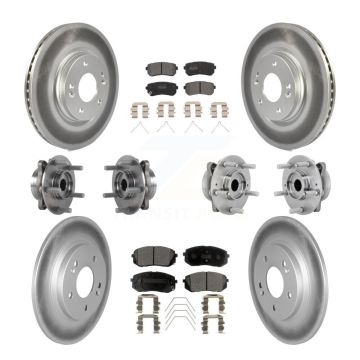 Front Rear Hub Bearing Coated Disc Brake Rotor Pad Kit (10Pc) For Hyundai Kona Kia Seltos KBB-131753