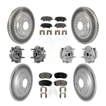 Front Rear Hub Bearing Coated Disc Brake Rotor & Pad Kit (10Pc) For 2022 Hyundai Kona AWD KBB-131757