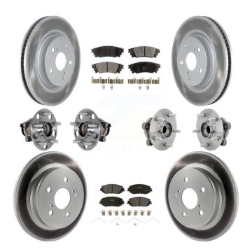 Front Rear Hub Bearings Coated Disc Brake Rotors And Pads Kit (10Pc) For Toyota C-HR KBB-131758