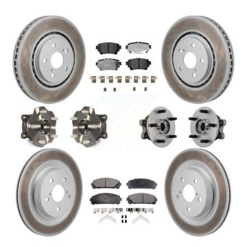 Front Rear Hub Bearing Coated Brake Rotor Pads Kit (10Pc) For 2021-2023 Toyota Sienna AWD KBB-131767