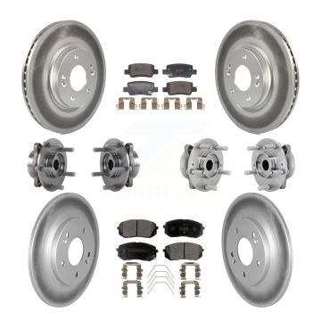 Front Rear Hub Bearing Assembly Coated Disc Brake Rotor And Pad Kit (10Pc) For Kia Seltos KBB-131769