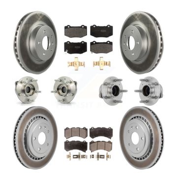 Front Rear Hub Bearing Coated Disc Brake Rotor Pad Kit (10Pc) For Cadillac ATS V with RWD KBB-131776