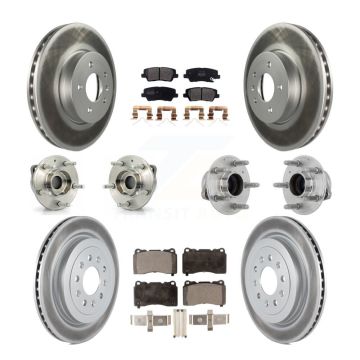 Front Rear Hub Bearings Coated Disc Brake Rotors And Pads Kit (10Pc) For Cadillac ATS KBB-131777