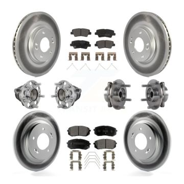 Front Rear Hub Bearing Coated Disc Brake Rotor And Pads Kit (10Pc) For Hyundai Elantra GT KBB-131779