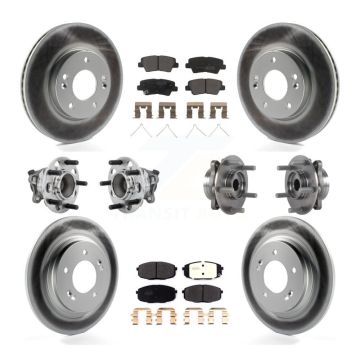 Front Rear Hub Bearing Coated Disc Brake Rotor And Pads Kit (10Pc) For Hyundai Elantra GT KBB-131780