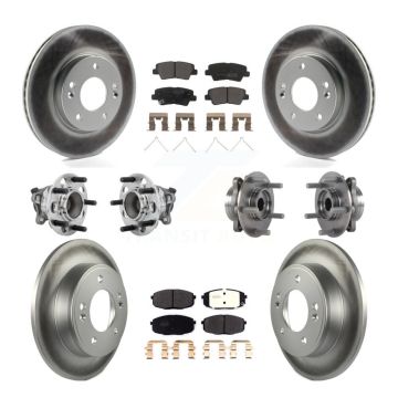Front Rear Hub Bearing Coated Brake Rotor Pad Kit (10Pc) For Kia Forte Hyundai Elantra GT KBB-131781
