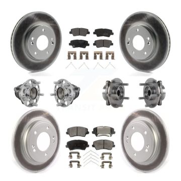 Front Rear Hub Bearings Coated Disc Brake Rotors And Pads Kit (10Pc) For Hyundai Veloster KBB-131782