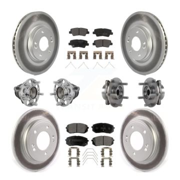 Front Rear Hub Bearing Coated Brake Rotor & Pad Kit (10Pc) For Kia Forte Hyundai Veloster KBB-131783