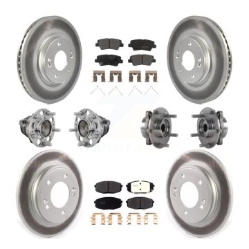 Front Rear Hub Bearing Coated Disc Brake Rotor And Pad Kit (10Pc) For 2020 Kia Forte 1.6L KBB-131784