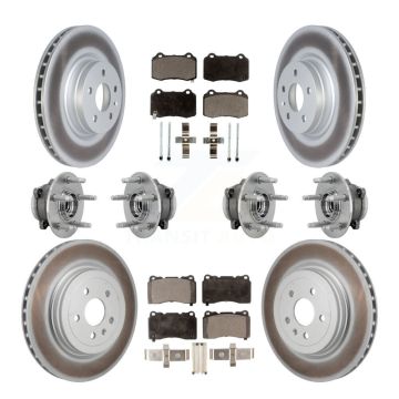 Front Rear Hub Bearings Assembly Coated Disc Brake Rotors And Pads Kit (10Pc) For Tesla S KBB-131787