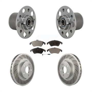 Front Hub Bearing Assembly Coated Brake Rotor & Pads Kit For Mercedes-Benz E350 E400 E250 KBB-131816