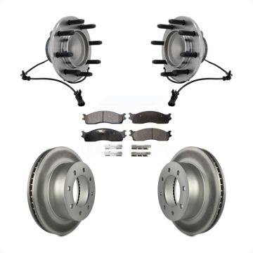Front Hub Bearing Assembly Coated Disc Brake Rotor & Pad Kit For Dodge Ram 1500 3500 2500 KBB-131829