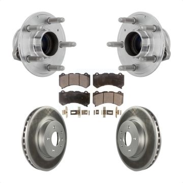 Front Hub Bearing Assembly Coated Disc Brake Rotor & Pads Kit For Cadillac ATS V with RWD KBB-131835